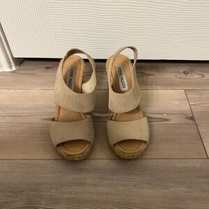 Steve Madden Beige Wedge Sandals